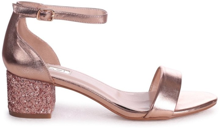 wide fit rose gold glitter block heels