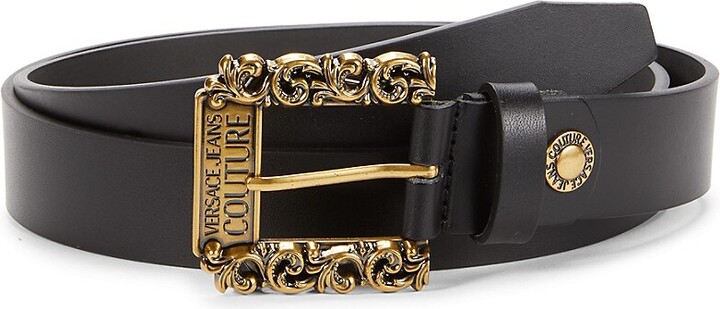 Versace Jeans Couture Gold Reversible Atom Logo Belt - Belts from