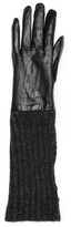 Thumbnail for your product : Carolina Amato Convertible Leather & Knit Gloves