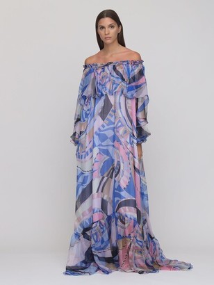 Emilio Pucci Off-The-Shoulder Sheer Georgette Dress