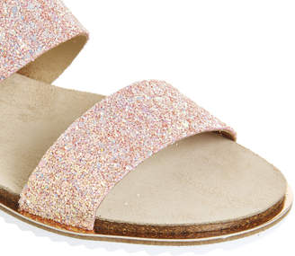 Office Sicily Double Strap Sandals Pink Iridescent Glitter
