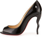 Thumbnail for your product : Christian Louboutin Jolly Patent Squiggle-Heel Red Sole Pump, Black