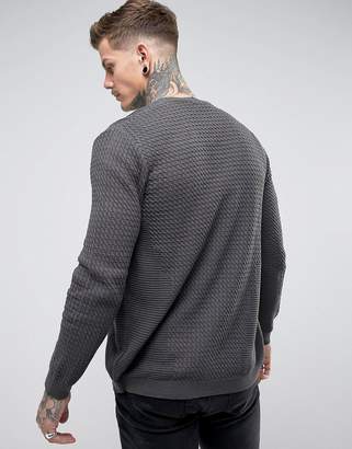 ASOS Design DESIGN lightweight cable cardigan in charcoal