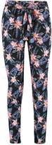 Thumbnail for your product : boohoo Petite Anna Tropical Print Tie Waist Tapered Trousers