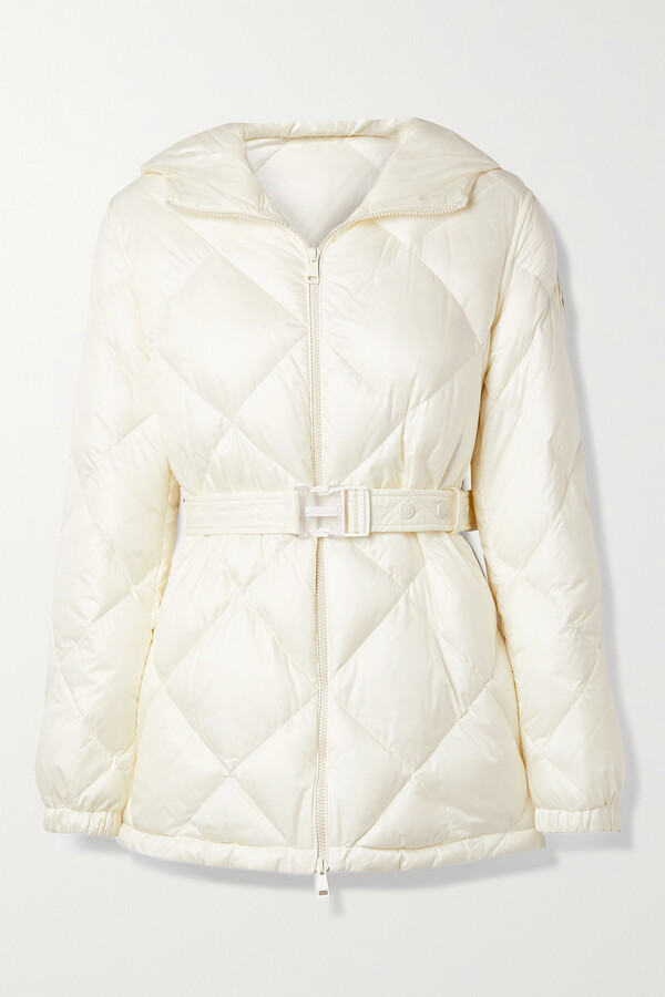 Moncler Sargas Hooded Belted Quilted Shell Down Jacket - Cream - ShopStyle