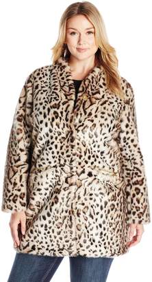 Via Spiga Women's Plus Size Faux Fur Jacket