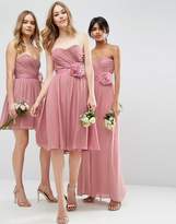 Thumbnail for your product : ASOS Design Bridesmaid Chiffon Bandeau Midi Dress With Detachable Corsage