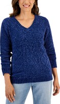Thumbnail for your product : Karen Scott Women's Chenille Cable V-Neck Sweater, Created for Macy's