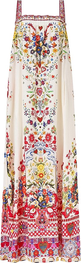 Camilla Women's Floral Linen Maxi Dress - Faith Luck Justice - Size Medium