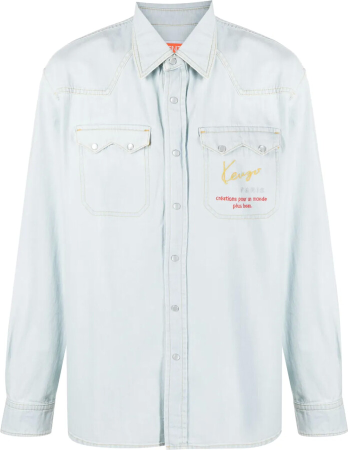 Kenzo Cowboy logo-embroidered denim shirt