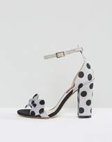 Thumbnail for your product : London Rebel Bow Trim Polka Dot Block Heel Sandal