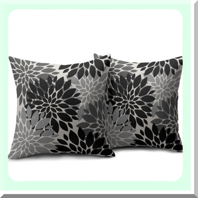 BRBCA Dahlia Geometry Floral Pillow Covers - Set of 2 Modern Farmhouse Decorative Throw Pillows - Outdoor Summer Linen Cushion Case for Home Sofa Bed