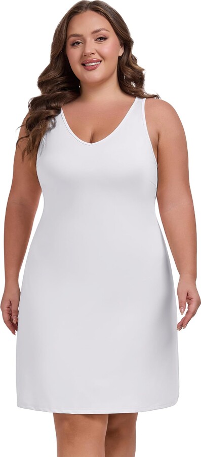 Plus Size Full Length White Slip Dress Plus Size White Inner Slip