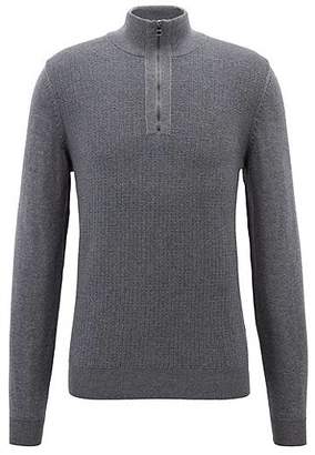 HUGO BOSS Zip-neck sweater in Italian merino wool