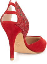 Thumbnail for your product : Pelle Moda Kent Cutout-Heel Suede Pump, Lipstick