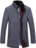 Thumbnail for your product : Domple Men's Winter Stand Collar Single breasted Wool-Blend Long Jacket Coat M