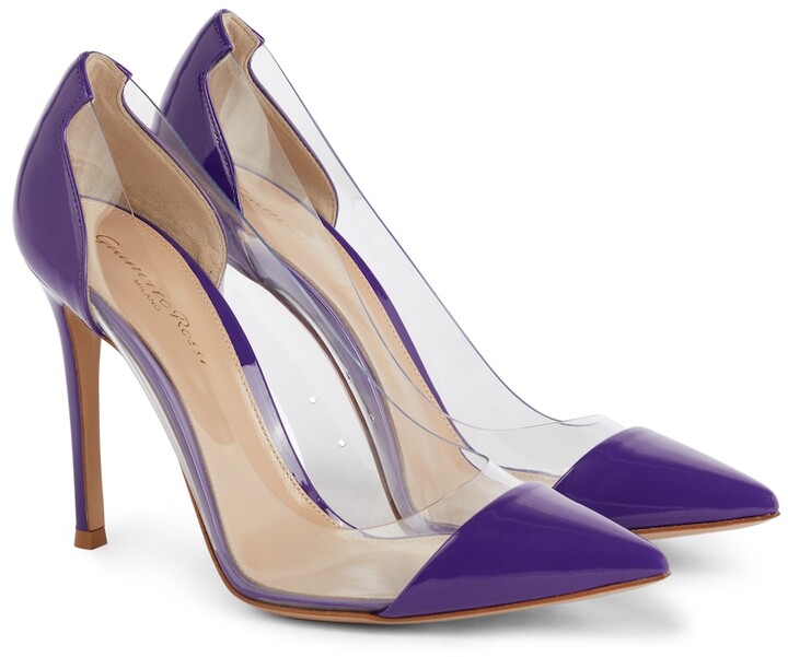 purple leather heels