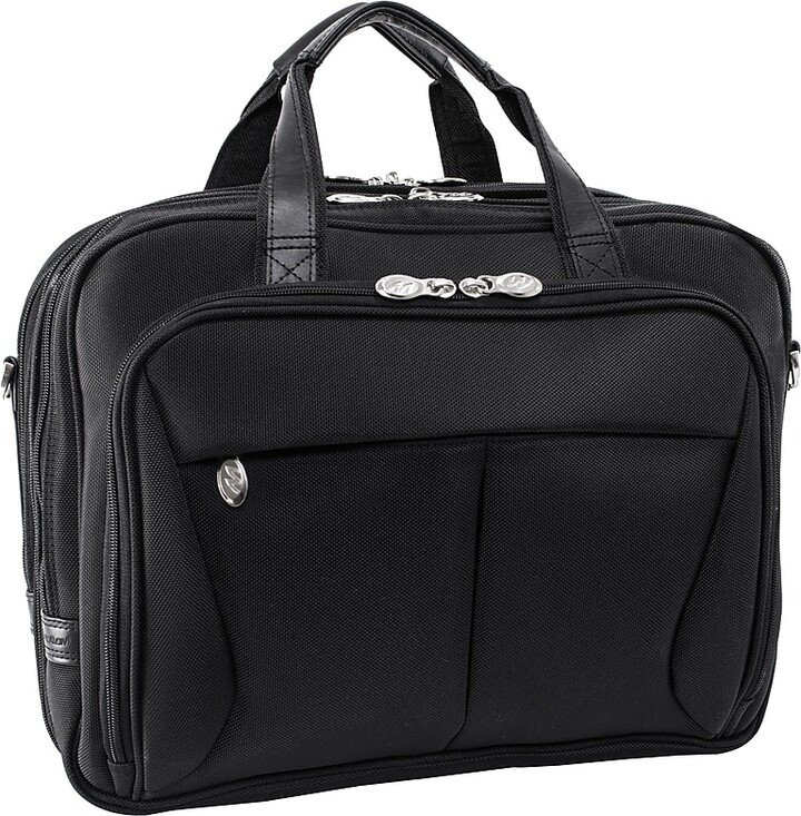 McKlein Pearson Expandable Double Compartment Laptop Briefcase, Tech-Lite Ballistic Nylon, Black (74565)