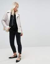 Thumbnail for your product : Miss Selfridge Faux Shearling Aviator Jacket