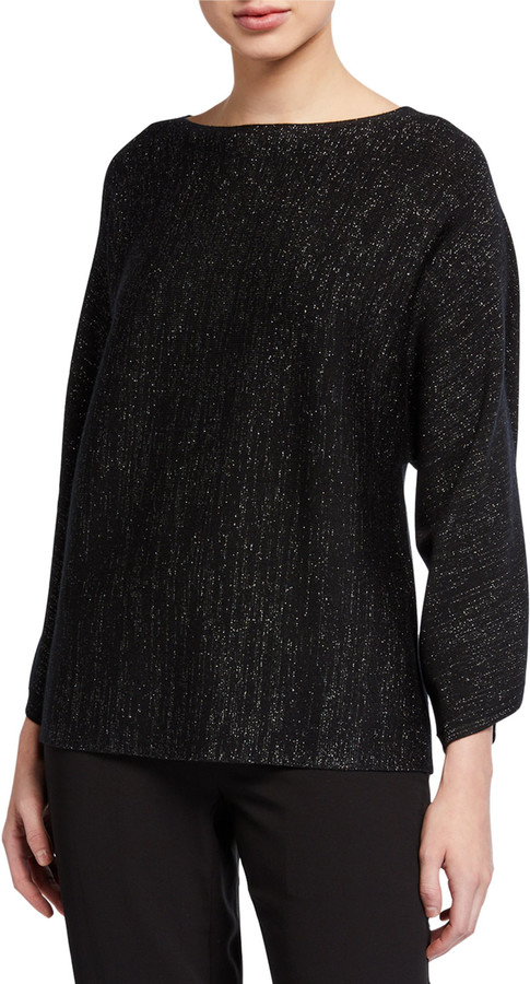 Eileen Fisher Sparkle Bateau-Neck Sweater - ShopStyle