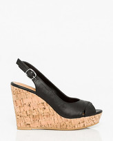 Thumbnail for your product : Le Château Faux Leather Peep Toe Wedge Slingback