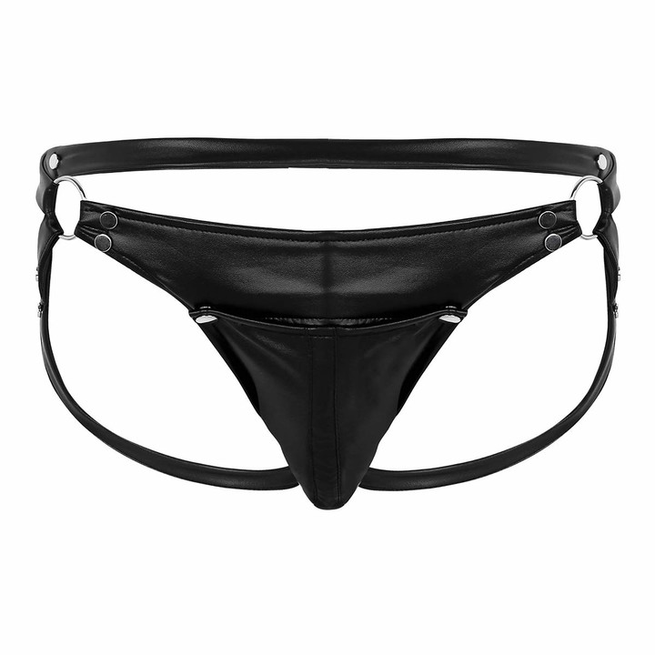 Women Leather Panties Jockstrap Knickers Open Butt Bikini Briefs G-string Thongs 