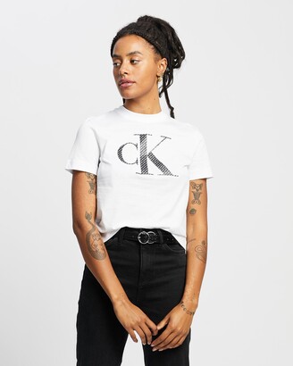 Calvin Klein Jeans Women's White T-Shirts - Organic Cotton Bonded Logo T- Shirt - Size One Size, XS at The Iconic - ShopStyle