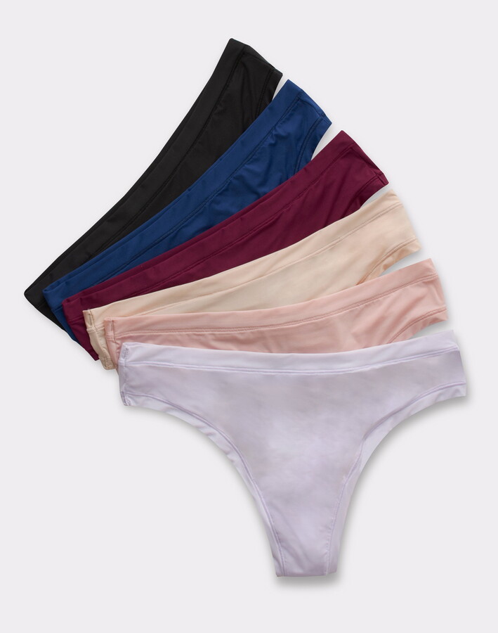 Hanes Women’s Super Stretch Microfiber Thong Underwear, Comfort Flex Fit, 6-Pack Assorted XL