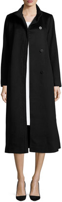 Fleurette Long Wool Coat, Black