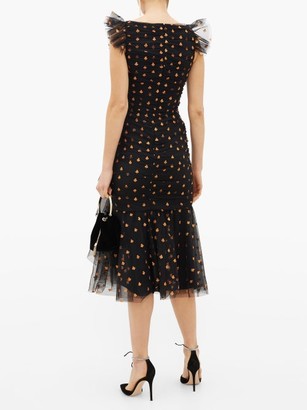 Temperley London Fortuna Glitter-spade Asymmetric Tulle Dress - Black Multi