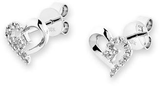Ice 2/9 CT TW Diamond 18K White Gold Heart Stud Earrings