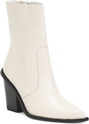 White Block Heel Boots ShopStyle