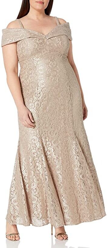 r&m richards gold dress