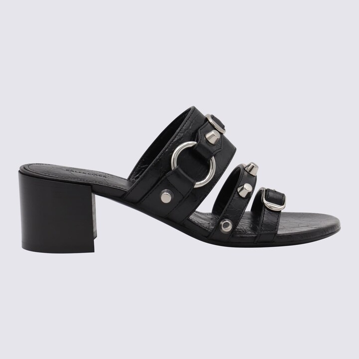 Balenciaga Black Leather City Sandals