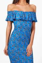 Thumbnail for your product : boohoo Tall Kace Paisley Off The Shoulder Maxi Dress