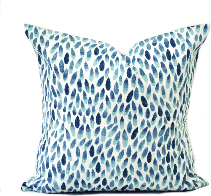 Etsy One Dot Pillow Cover, Cushion, Decorative Throw Aqua Blue Pillow, Blue Accent Checkered Case