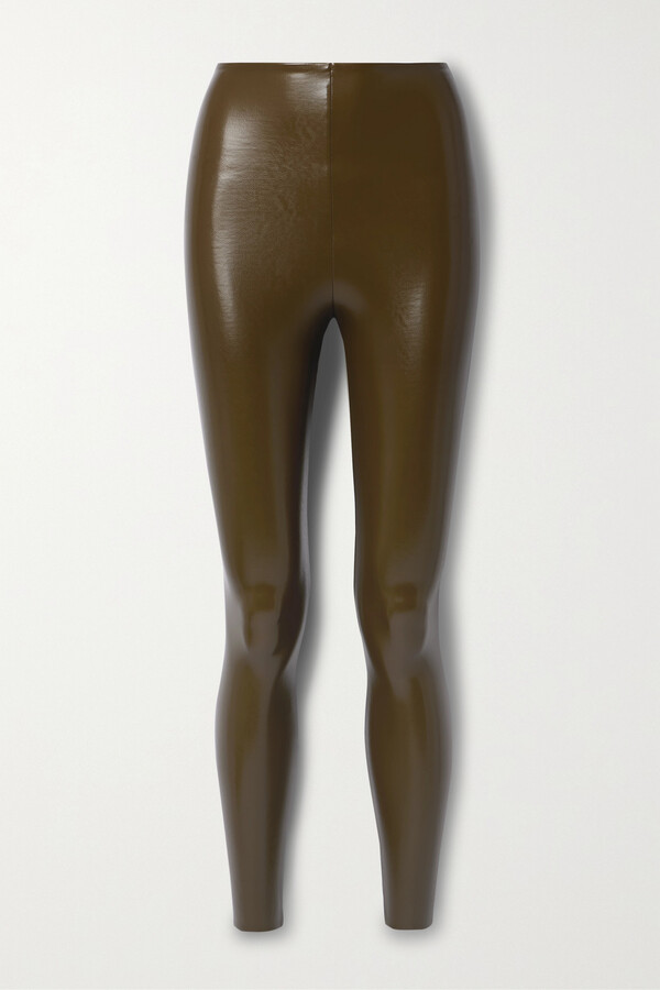 Faux stretch-leather leggings