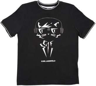 Karl Lagerfeld Paris Headphones Print Cotton Jersey T-Shirt