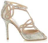 Thumbnail for your product : Jimmy Choo Kumi Nude and Champagne Suede and Glitter Fabric Sandals with Hotfix Crystals