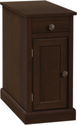 Latitude Run Accent Table End Side Table Nightstand Narrow Bedroom Lamp Storage Drawer Brown Veneer Traditional