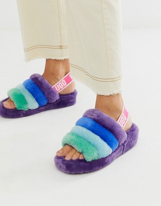 UGG Pride Fluff Yeah flat sandals in purple rainbow