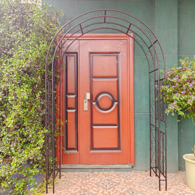 Red Barrel Studio Black Metal Garden Arch For Climbing Plants And Roses (59'' W X 90.55'' H)