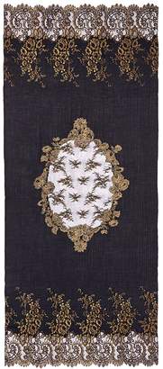 Janavi Metallic floral lace cashmere scarf