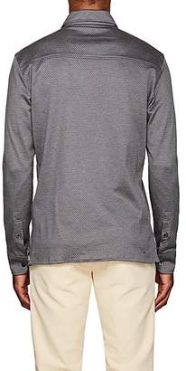 Luciano Barbera Men's Geometric-Jacquard-Knit Cotton Shirt - Light Gray