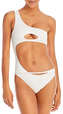 Frankie's Bikinis Mila Ribbed Cutout One Piece Swimsuit