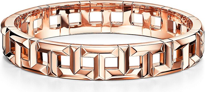 Rose Gold T Bangle Gold Tiffany T True Wide Hinged Bangle In 18k
