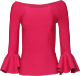 Thumbnail for your product : Carolina Herrera Off-The-Shoulder Ruffle-Cuff Silk Sweater