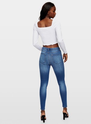 Miss Selfridge LIZZIE High Waist Super Skinny Mid Blue Jeans