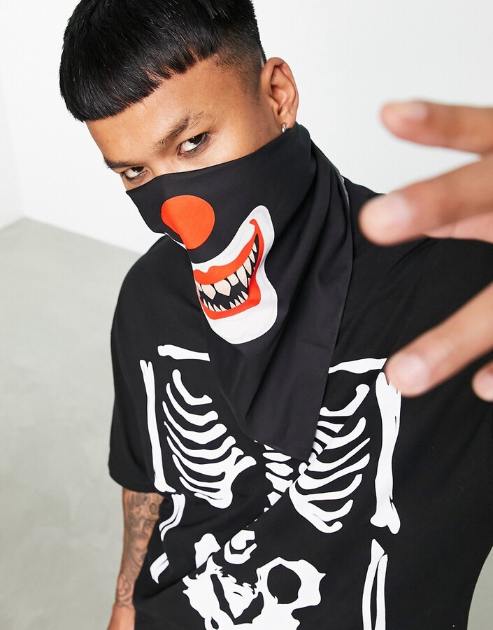ASOS DESIGN Halloween bandana with joker design in black - ShopStyle Scarves