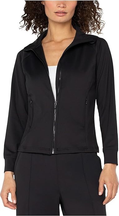 Liverpool Los Angeles Full Zip Seamed Tech Knit Jacket Women's Jacket Black : LG, Nylon/Spandex